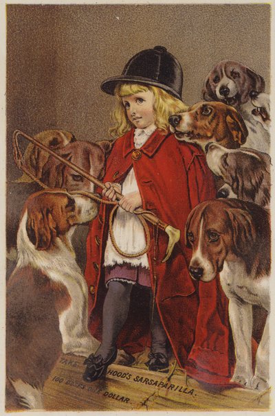 Meisje in jachtjas met honden door American School