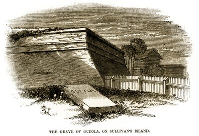 Graf van de Seminole opperhoofd Osceola, zoals het verscheen naast de Noordwestelijke Bastion van Fort Moultrie in 1860, net voor de Amerikaanse Burgeroorlog door American School
