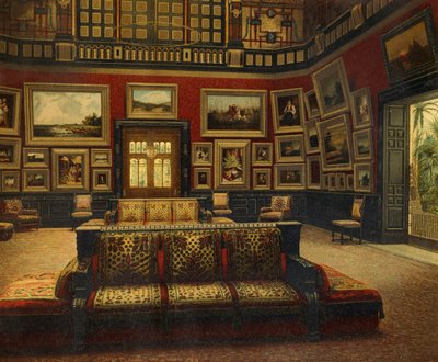 Grote Zaal, Van der Bilt Hotel in New York, ca. 1840, kleurgravure door American School