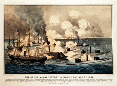Grote zeeslag in Mobile Bay, 5 augustus 1864, gepubliceerd 1864 door American School