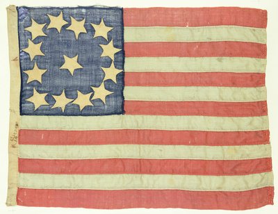 Handgenaaide Vlag met Dertien Sterren, c.1830-80 door American School
