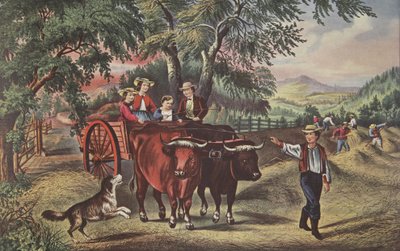 Hooitijd, De eerste lading, uitgegeven 1868, Currier & Ives door American School