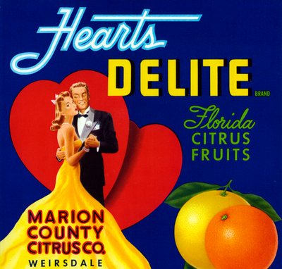 Hearts Delite Fruitkrat Etiket, ca. 1920 door American School