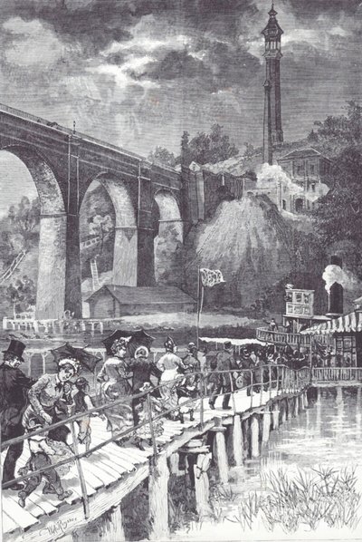 High Bridge over de Harlem River, die vers water van Westchester County naar het reservoir van Central Park brengt door American School