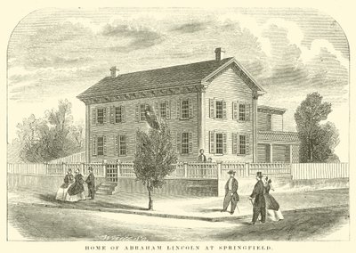 Het huis van Abraham Lincoln in Springfield (gravure) door American School