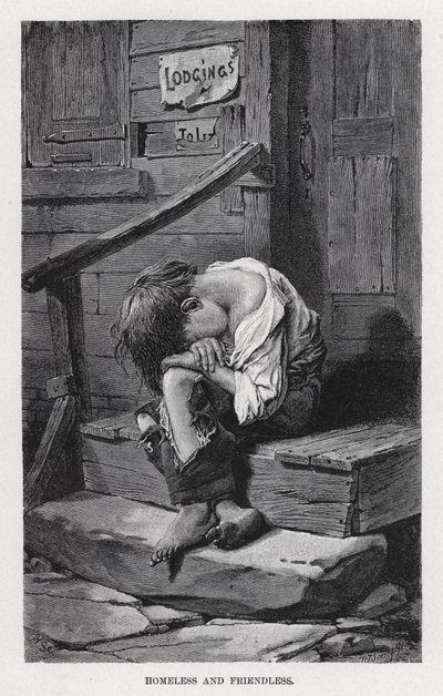 Dakloos en vriendloos (litho) door American School