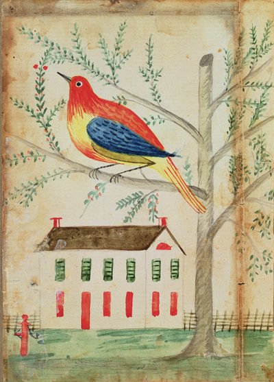 Huis en Vogel in een Boom door American School