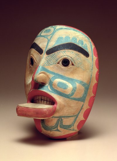 Masker met menselijk gezicht, ca. 1820 (beschilderd hout) door American School