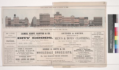 Illustratie uit Baxters Panoramische Bedrijvengids van Philadelphia, 1860 door American School
