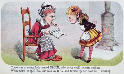 Illustratie uit Ellen, een rijm in Nonsense for Girls, een pamflet gepubliceerd door McLoughlin Brothers, New York, 1874 door American School