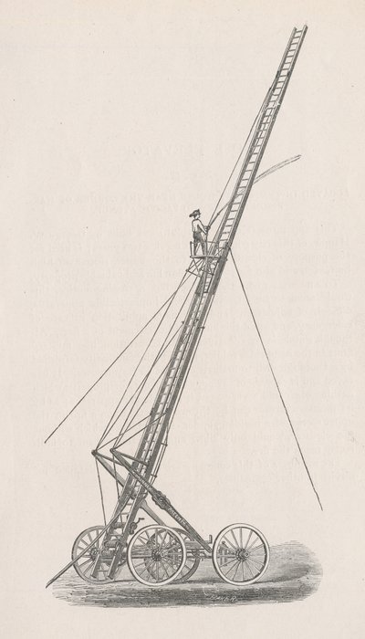 Illustratie van Slanglift en Truck No. 1. uit het Rapport van de Raad van Politie, in de Brandweer, aan de Gemeenteraad van de Stad Chicago, p. 70., 1872 door American School