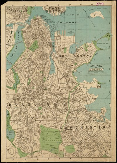 Geïndexeerde kaart van Boston door American School
