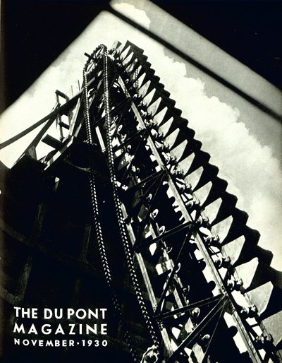 Industriële machines, voorpagina van het DuPont Magazine, november 1930 door American School