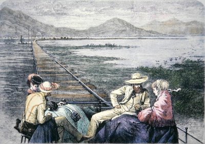 Inspectiewagen op de Pacific Railroad, ca. 1870 door American School