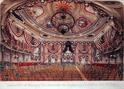 Interieur van Tammany Hall, versierd voor de Nationale Conventie op 4 juli door American School