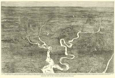 Isometrisch uitzicht op de Virginia-campagne, kijkend naar het westen, juni 1864 door American School