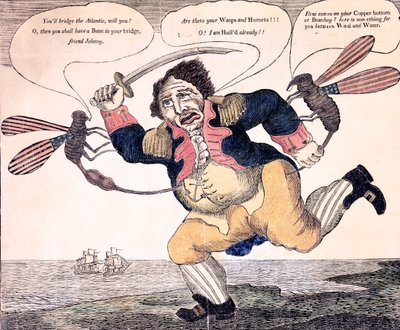 John Bull gestoken tot pijn door de Wesp en Horzel, c.1813 door American School