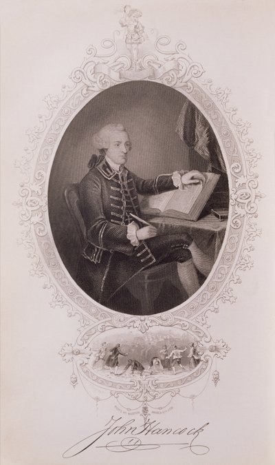 John Hancock (1737-93) uit The History of the United States, Vol. I, door Charles Mackay, gegraveerd door J. Rogers door American School