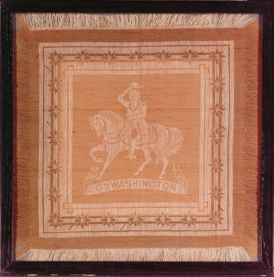 Zakdoek met George Washington (1732-99) te paard, 1876 door American School