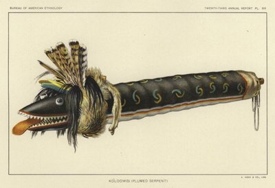 Koloowisi (gevederde slang) (kleurenlitho) door American School