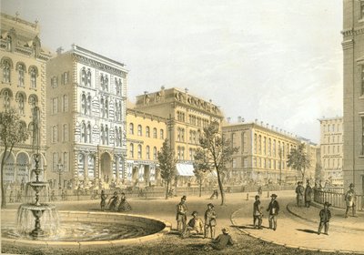 LaSalle Street vanaf Courthouse Square, uit Chicago Illustrated, met literaire beschrijvingen door James W. Sheahan, uitgegeven door Jevne & Almini, Chicago, 1866-67 door American School