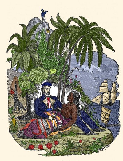 Het leven van piraten op het eiland Madagaskar. Gravure uit 