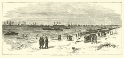 Landing van troepen boven Fort Fisher, januari 1865 door American School