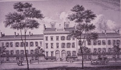 LeRoy Place in 1831, deel van wat nu Bleecker Street is in Greenwich Village door American School