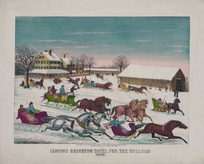 Vertrek van Brighton Hotel naar de Mill-Dam, Winter, c.1871 door American School
