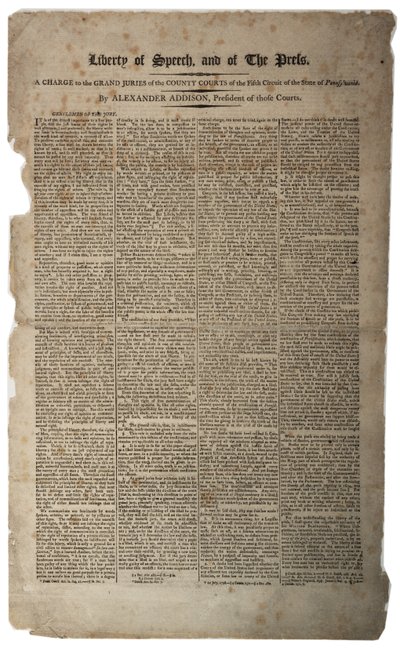Vrijheid van meningsuiting en van de pers, januari 1799 door American School