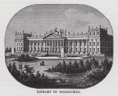 Bibliotheek van Melbourne (gravure) door American School