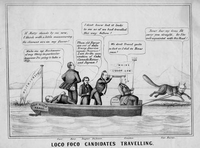 Loco Foco kandidaten reizen op het kanalenstelsel, uitgegeven door J Childs, New York, c.1848 door American School