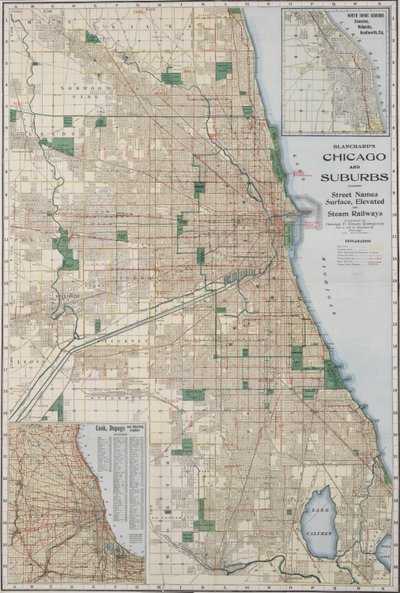 Kaart van Chicago en Voorsteden door American School