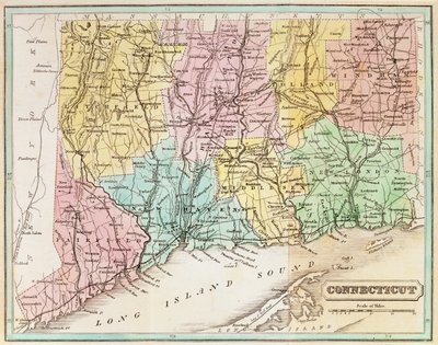 Kaart van Connecticut, uit 