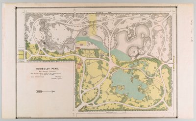 Kaart van Humboldt Park met parkverbeteringen, Chicago, Illinois door American School