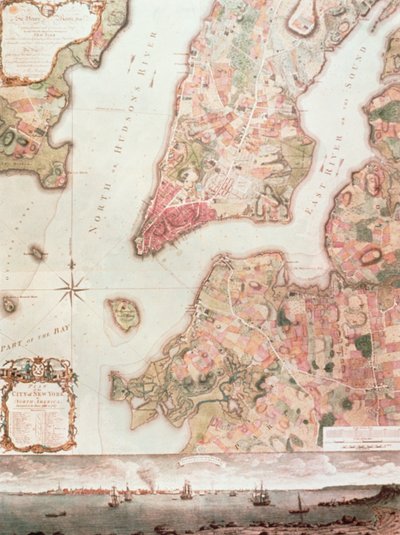 Kaart van New York in 1766-67 door American School