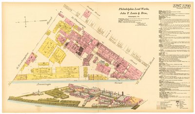 Kaart van Philadelphia Lead Works, 1889 door American School
