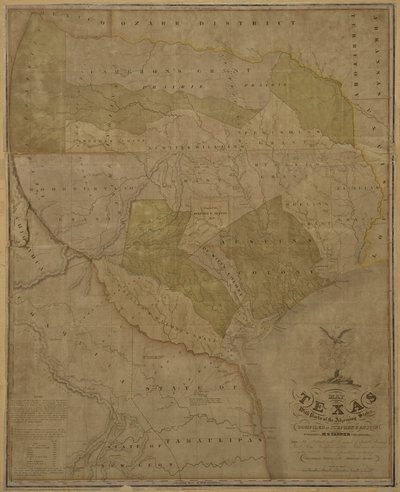Kaart van Texas met delen van de aangrenzende staten door American School