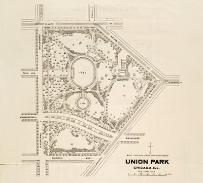 Kaart van Union Park, Chicago, Illinois door American School