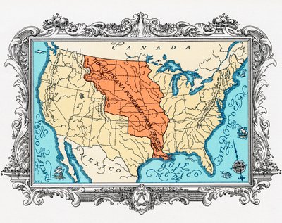 Kaart van de Louisiana Purchase door American School