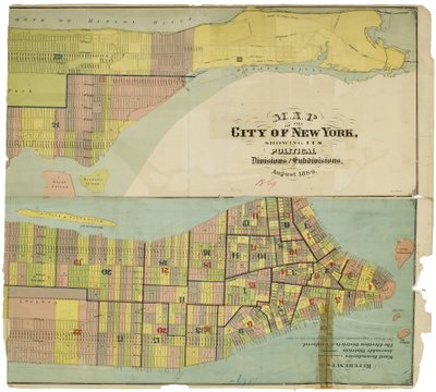 Kaart van de stad New York, met zijn politieke indelingen en onderverdelingen door American School
