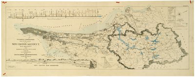 Kaart van het nieuwe Croton Aquaduct, oude aquaduct en Bronx River pijpleiding ook de stroomgebieden van de Croton, Bronx door American School