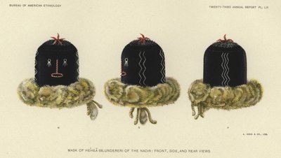 Masker van Hehea (blunderaar) van het nadir (kleurenlitho) door American School