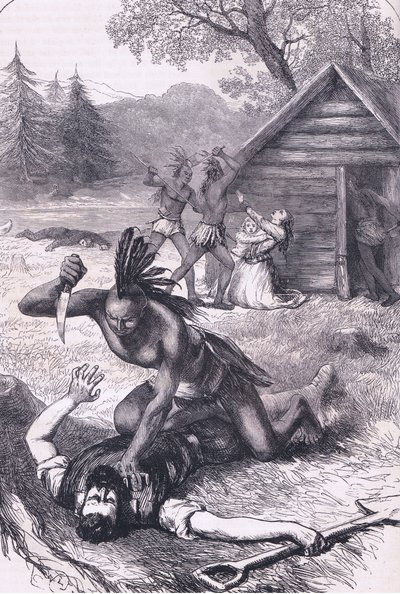 Bloedbad van de kolonisten, illustratie uit Cassell