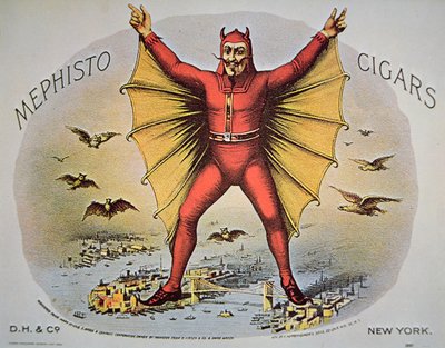Mephisto Sigarenlabel, gedrukt door F. Heppenheimer