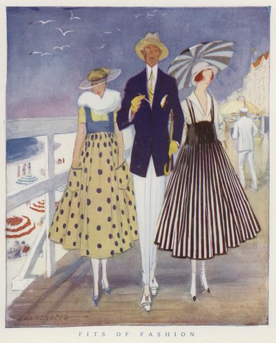 Spotten met de mode van mannen en vrouwen (kleurenlitho) door American School