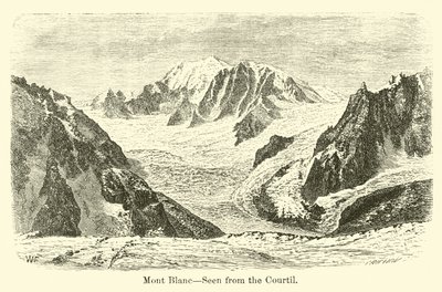 Mont Blanc, gezien vanaf de Courtil door American School