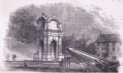 Monument in New Plymouth om de plaats van de landing van de Pilgrim Fathers te markeren, illustratie uit Cassell