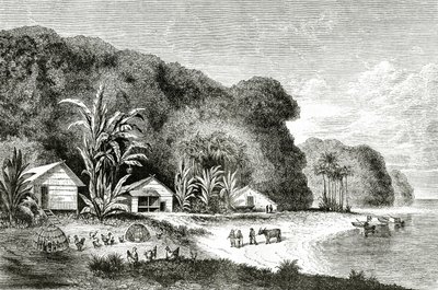 Monding van de Saigon-rivier, illustratie uit een Bezoek aan Saigon door Walter Rose, gepubliceerd in Appletons Journal, 4 mei 1872 door American School