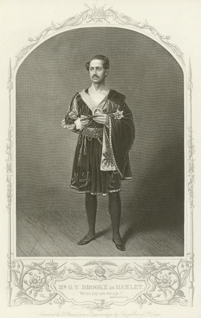 Meneer G V Brooke als Hamlet, Act III, scène II door American School